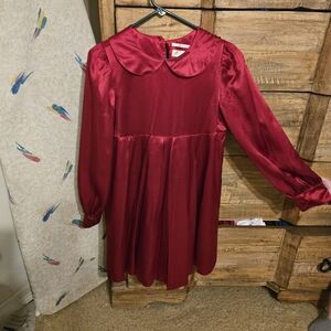 Elegant Red Satin Babydoll Dress